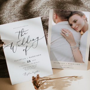 EVELYN Elegant Calligraphy Script Minimal Bröllop Inbjudningar