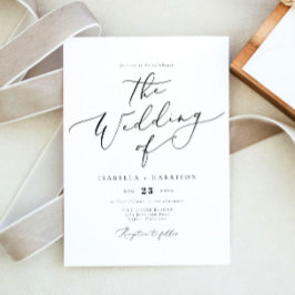 EVELYN Elegant Calligraphy Script Minimal Bröllop Inbjudningar