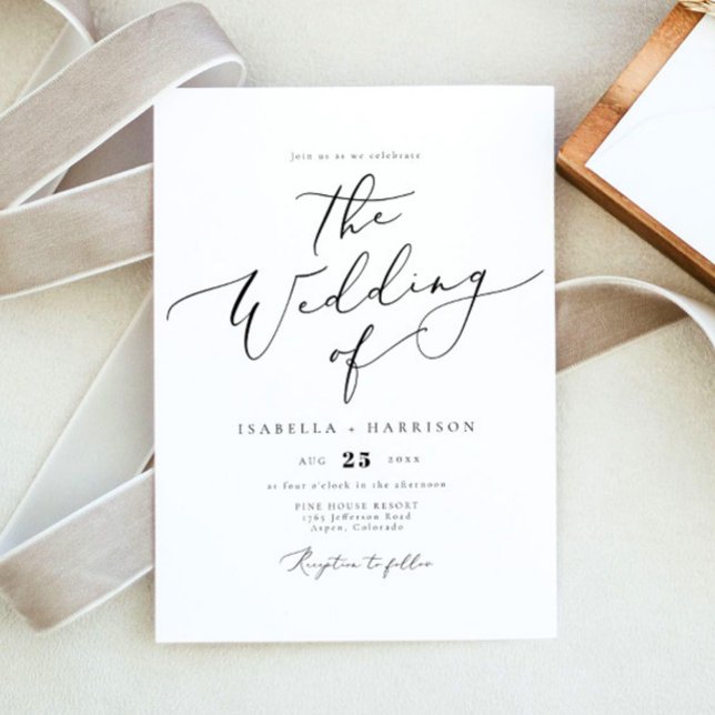 EVELYN Elegant Calligraphy Script Minimal Bröllop Inbjudningar (Skapare uppladdad)
