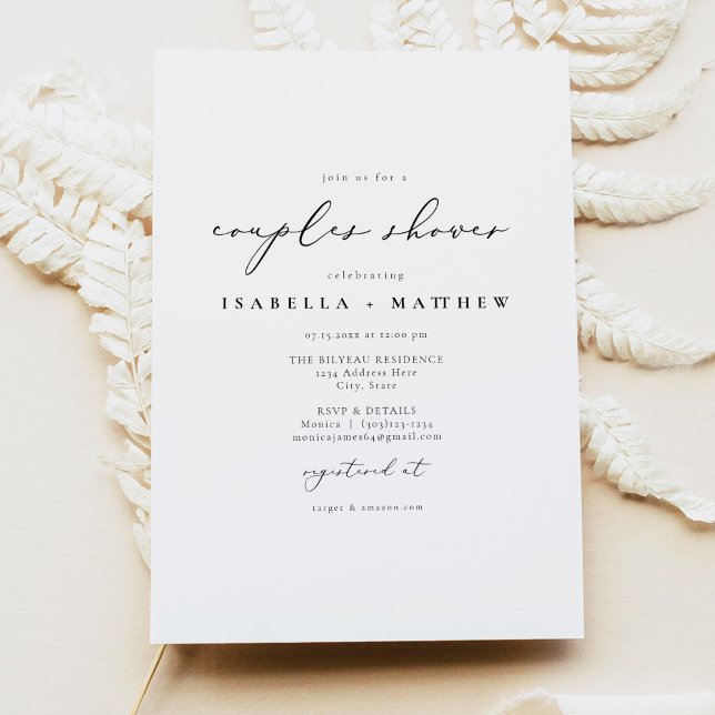 EVELYN Elegant Calligraphy Script Par Shower Inbjudningar (Skapare uppladdad)
