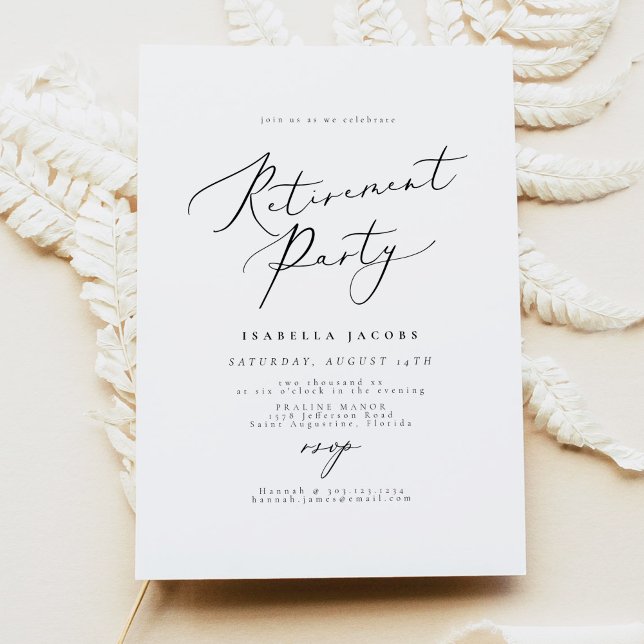 EVELYN Elegant Calligraphy Script Pension Party Inbjudningar (Skapare uppladdad)