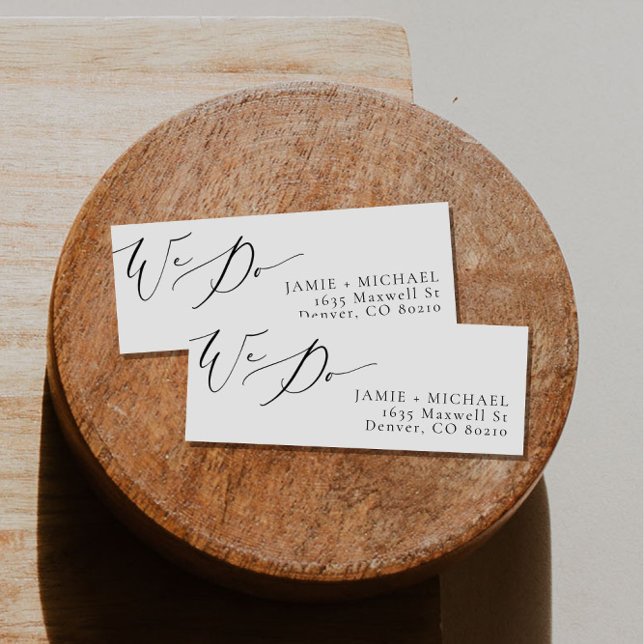 EVELYN Elegant Calligraphy Script We Do Bröllop Returadress Etikett (Skapare uppladdad)