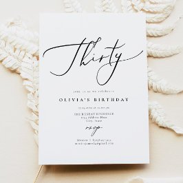 EVELYN Elegant Calligraphy-skript 30års födelsedag Inbjudningar
