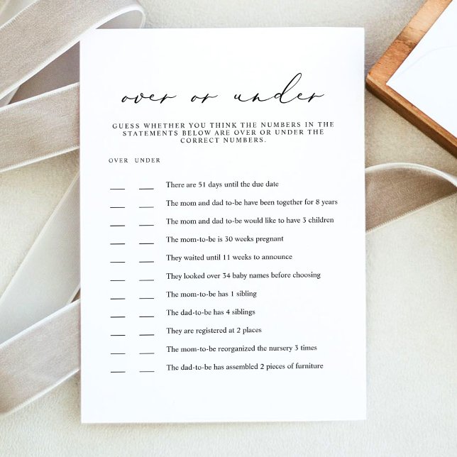 EVELYN-minimalistiskt över under babyvisarens spel Inbjudningar (Skapare uppladdad)