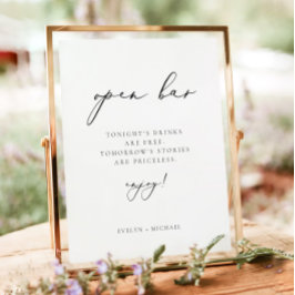EVELYN Modern Elegant Calligraphy Open Pub Drink Poster