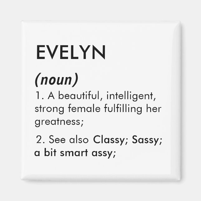 Evelyn namn, Redigerbart namn, Anpassat namn Magnet (Framsidan)