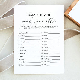 EVELYN Ord Skramble Baby Shower Game Card Inbjudningar
