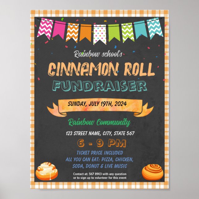 Evenemangsmall för Cinnamon Roll Fundraiser Poster (Framsidan)