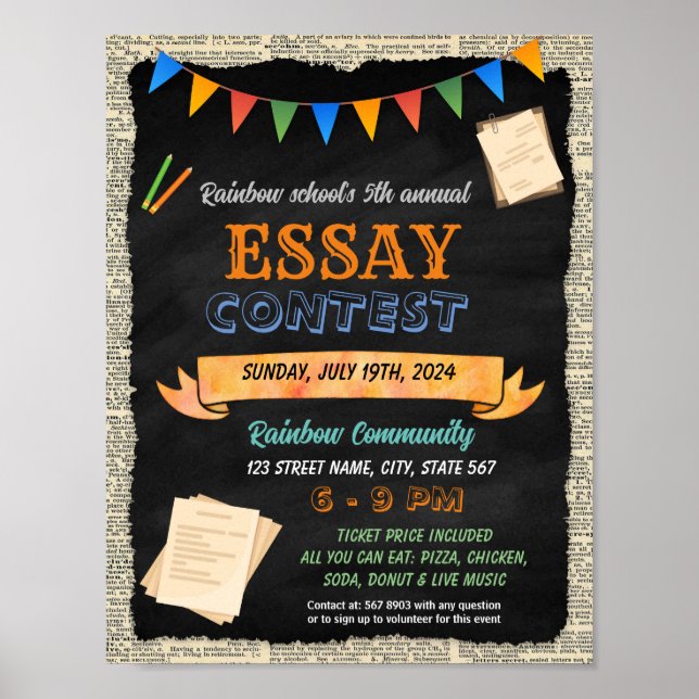 Evenemangsmallen Essay tävling Poster (Framsidan)