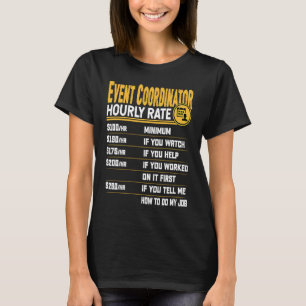 Evenemangsorganisatörsplan för timtaxering för hän t shirt