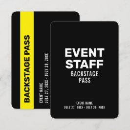 Evenemangspersonal Backstage Pass 3,5" x 5" ID-mär Inbjudningar