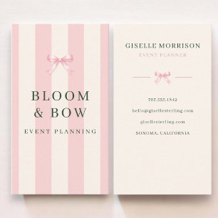 Evenemangsplanerare Rosa och Grön Randig Preppy Sj Visitkort