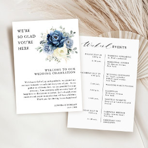 Evenemangsprogrammet Dusty Blue Ivory Blommigt Hel Inbjudningar