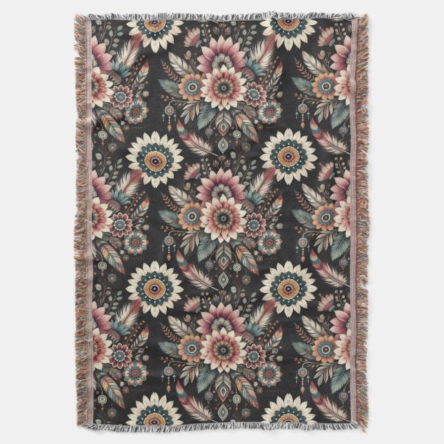 Evening Boho Blooms Filt (Framsidan Vertikal)