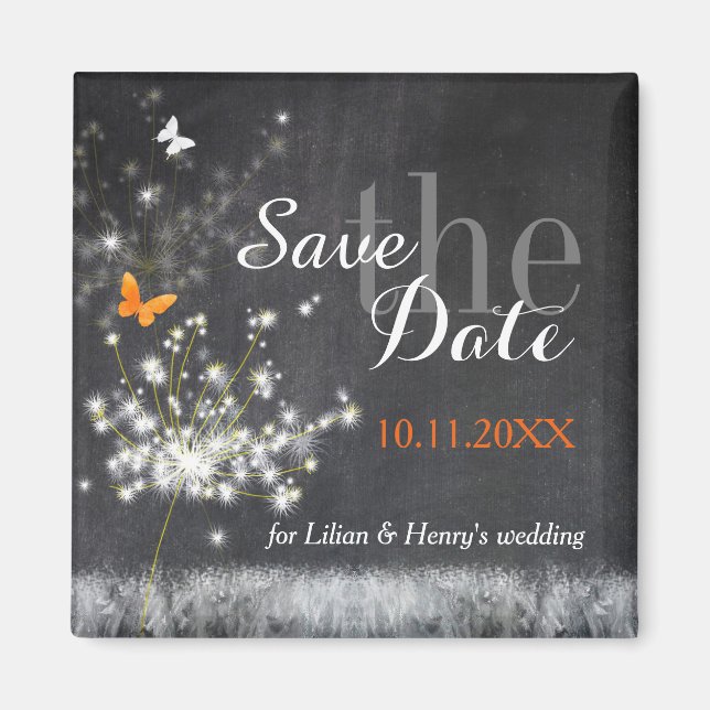 Evening Dandelions Bröllop spara datum Magnet (Framsidan)