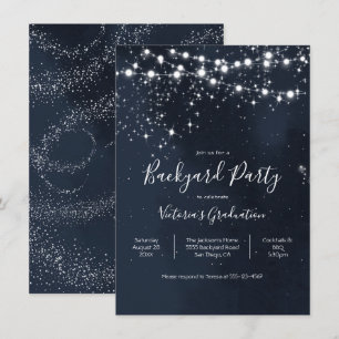 Evening Himlar String of ljus Backyard Party Invit Inbjudningar