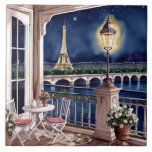 Evening in Paris Ceramic Tile Kakelplatta<br><div class="desc">This ceramic tile is shown with a lovely evening in Paris watercolor print.
Large size shown.




Licensed Image</div>