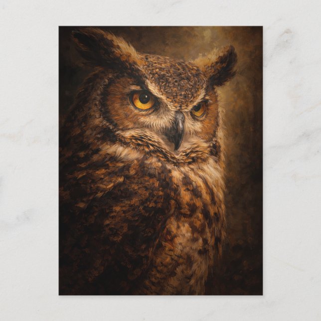 Evening Sentinel | Owl Art | Postcard Vykort (Framsida)