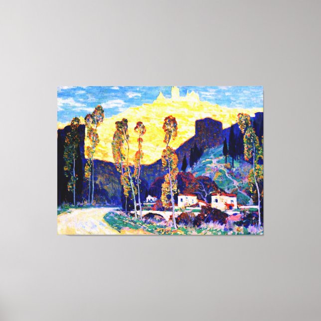 Evening, Siena, famous painting by Clarence Gagnon Canvastryck (Framsida)