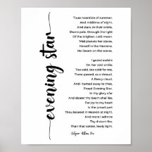 Evening Star Dikt av Edgar Allan Poe Poster