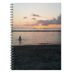 Evening Sunset Tropical Beach Waikiki Oahu Hawaii Anteckningsbok