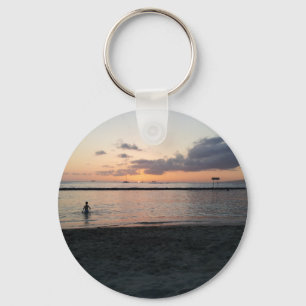 Evening Sunset Tropical Beach Waikiki Oahu Hawaii Nyckelring