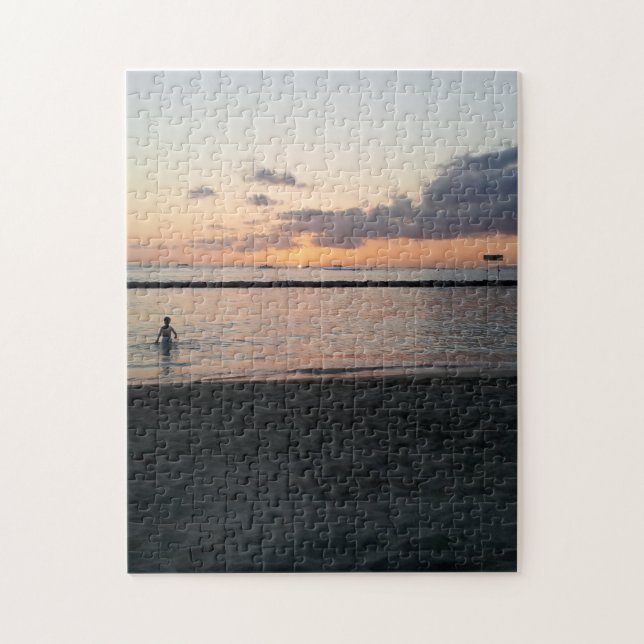 Evening Sunset Tropical Beach Waikiki Oahu Hawaii Pussel (Vertikal)
