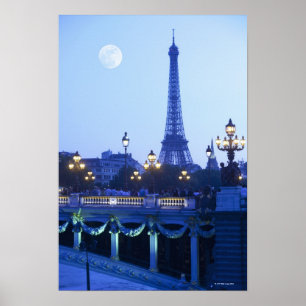 Evening View of Eiffel Torn Poster