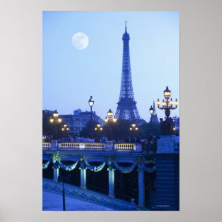 Evening View of Eiffel Torn Poster