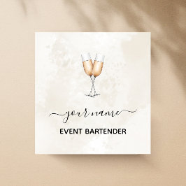 Event Bartender Champagne Glasses Elegant Marble Fyrkantigt Visitkort