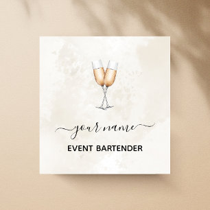 Event Bartender Champagne Glasses Elegant Marble Fyrkantigt Visitkort