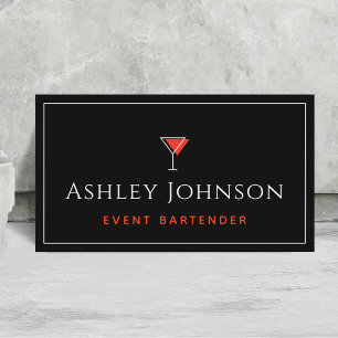 Event Bartender Cocktail Mixolog Red & Black Visitkort