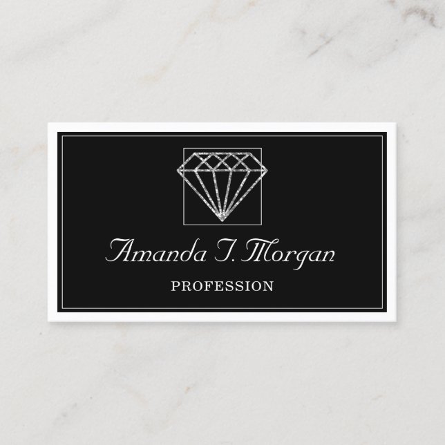 Event Bröllopsfixaren Diamond Black White Visitkort (Framsida)