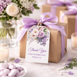 Event Guest Elegant Purple Floral Thank You Presentetikett