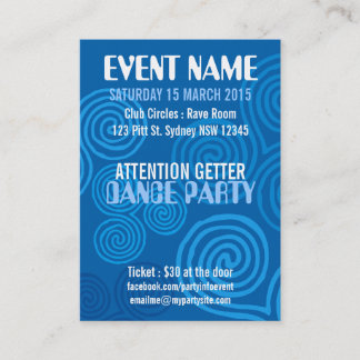 EVENT PARTY Blue Swirls Mini Flyers Visitkort