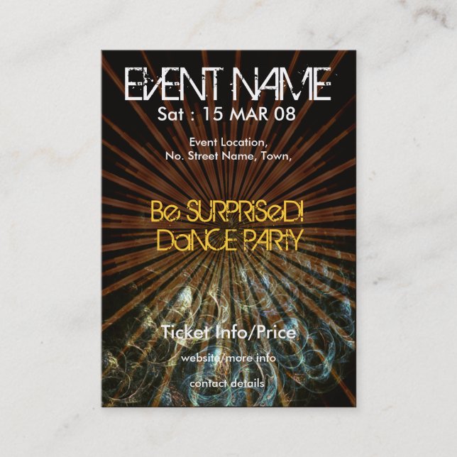 EVENT PARTY miniFLYER #001 Visitkort (Framsida)