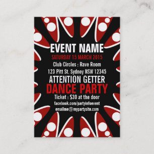 EVENT PARTY Red White Black Mini Flyers Visitkort