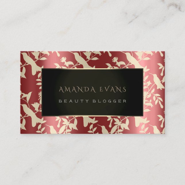 Event Planner Makeup Burgundy Guld Humming-bird Tidsbeställning Kort (Framsida)