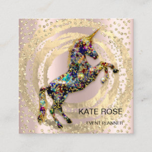 Event Planner Music Media Blue Unicorn Holograph Fyrkantigt Visitkort