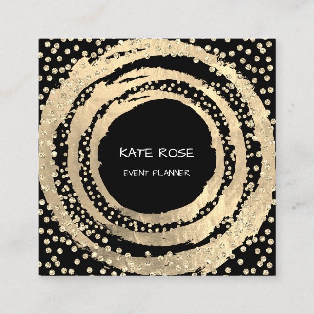 Event Planner Music Media Mode Bloggare Black Fyrkantigt Visitkort (Framsida)