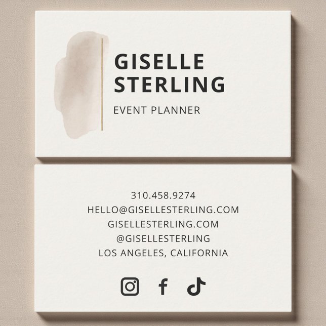 Event Planner Neutral Beige Watercolor Visitkort (Skapare uppladdad)