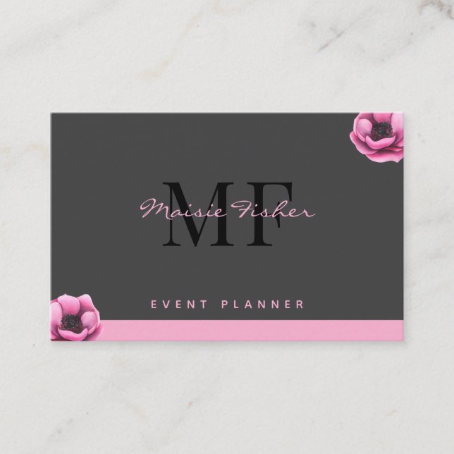 Event Planner QR Code Monogram Custom Modern Visitkort (Framsida)