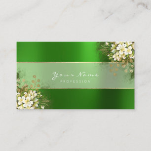 Event Planner White Emerald Grönt Greenery Guld Visitkort