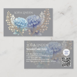 Event Stylist Powder Blue Hydrangea Watercolor Visitkort