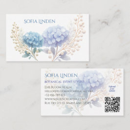 Event Stylist Powder Blue Hydrangea Watercolor Visitkort
