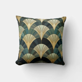 Eventails Art Déco - Or sur Émeraude Kudde