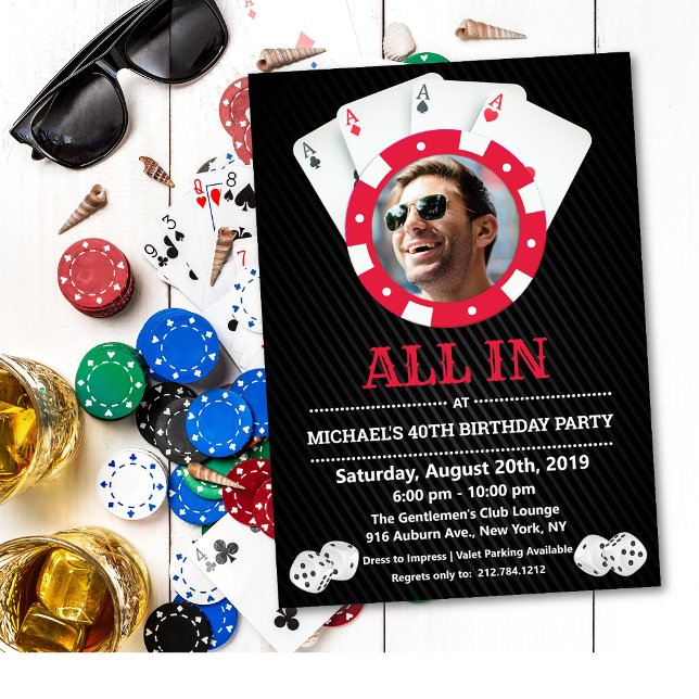 EVENTUELL AGE - Vegas Casino Photo Birthday-inbjud Inbjudningar (Skapare uppladdad)