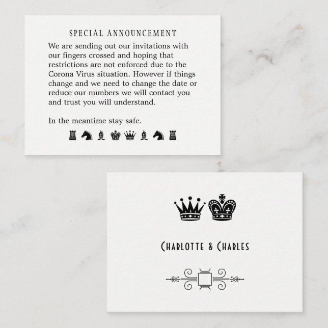 Eventuell ändring av datummeddelande från Bröllop Tilläggskort (Fram/baksida)