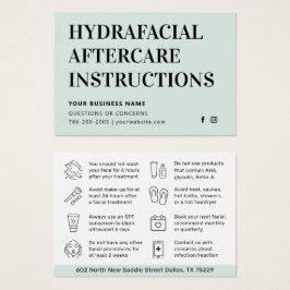 Eventuellt Färg HydraFace Aftercare Instruktionsko Visitkort