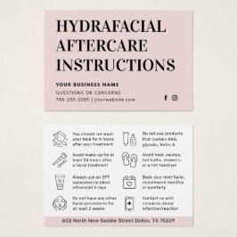 Eventuellt Färg HydraFace Aftercare-kort Visitkort